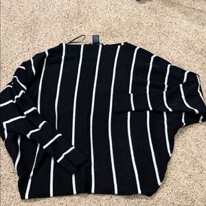 Black Sweater with White Vertical Stripes